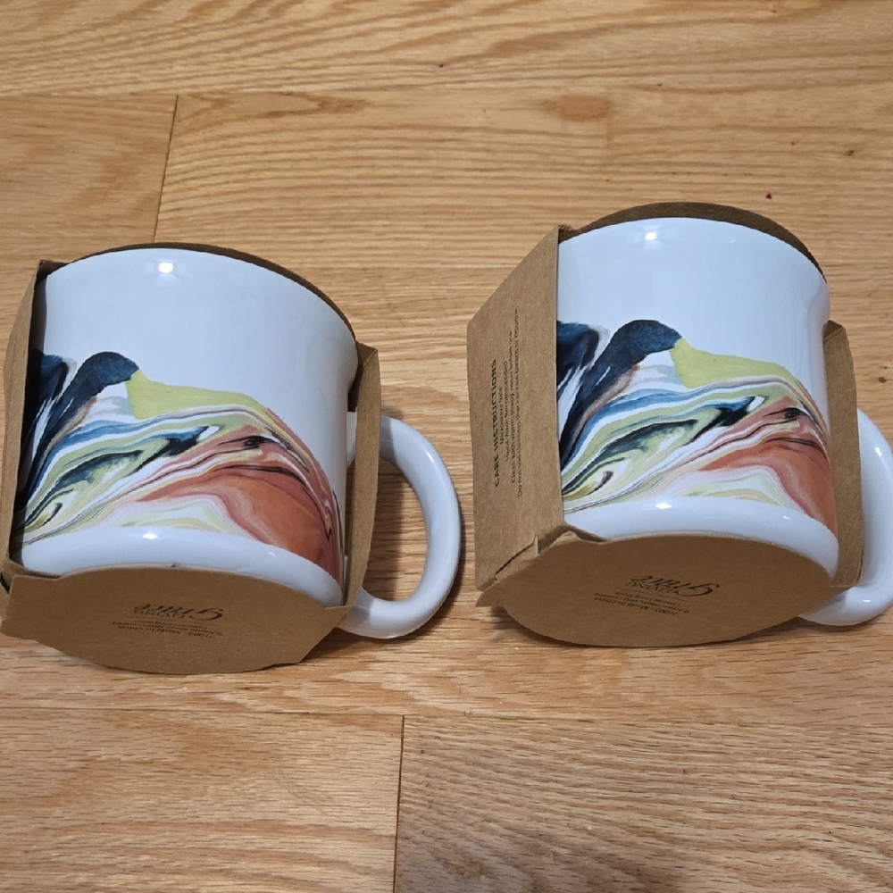 Artistic Swirl Ceramic Mugs - Set of 2